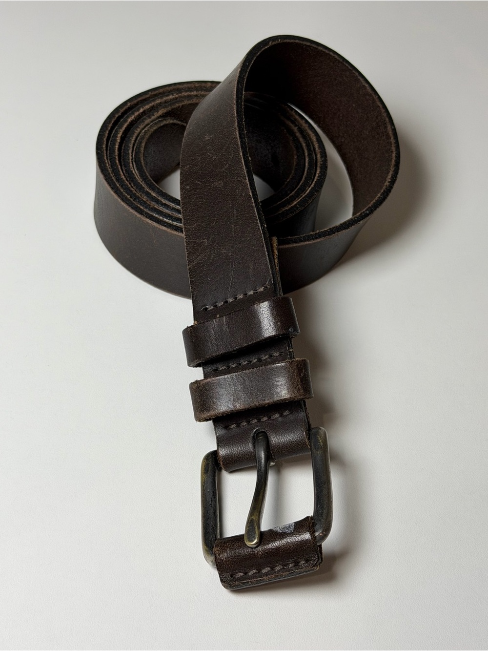 RICHARDS Fine Attire Genuine Leather Made in USA Brown Belt Antique Metal Buckle